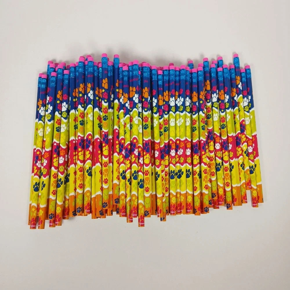 Fun Colorul Paw Print Pencils Set of 109 School Pencils Unsharpened JSSCO‎